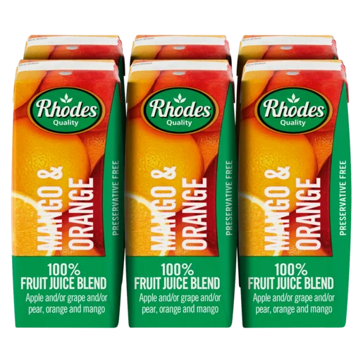 Rhodes 100% Mango & Orange Fruit Juice Blend 6x200ml Rhodes 100% Mango & Orange Fruit Juice Blend 6x200ml