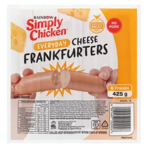 Simply Chicken Cheese Frankfurters 6 Pack 425g Simply Chicken Cheese Frankfurters 6 Pack 425g