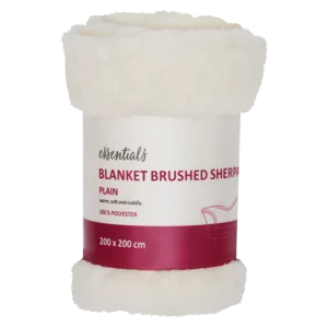 Essentials Plain Brushed Sherpa Blanket 200x200cm Essentials Plain Brushed Sherpa Blanket 200x200cm