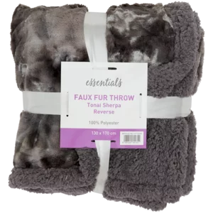 Essentials Faux Fur Throw Tonal Sherpa Reverse 130x170cm Essentials Faux Fur Throw Tonal Sherpa Reverse 130x170cm