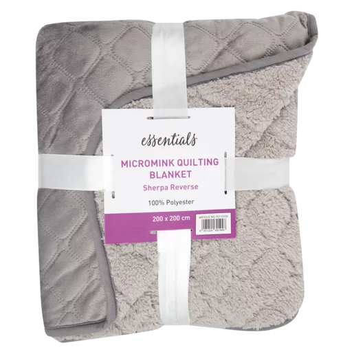 Essentials Micromink Quilting Blanket With Sherpa Reverse 200x200cm