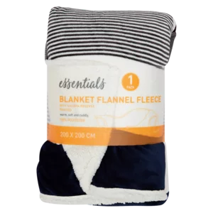 Essentials Blue Striped Flannel Fleece Blanket 200x200cm Essentials Blue Striped Flannel Fleece Blanket 200x200cm