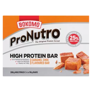 Bokomo Pronutro Caramel Choc Flavoured High Protein Bar Pack 4x50g Bokomo Pronutro Caramel Choc Flavoured High Protein Bar Pack 4x50g