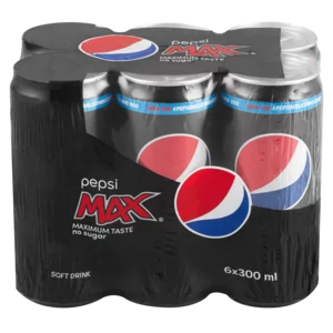 Pepsi Max No Sugar Soft Drink Cans 6x300ml Pepsi Max No Sugar Soft Drink Cans 6x300ml