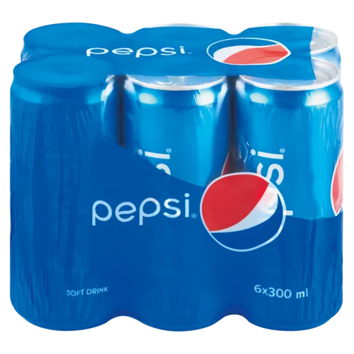 Pepsi Regular Soft Drink Cans 6x300ml Pepsi Regular Soft Drink Cans 6x300ml