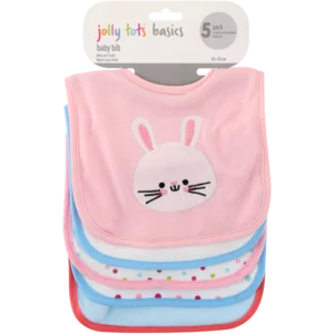 Jolly Tots Baby Bib 5 Pack 19x29cm Jolly Tots Baby Bib 5 Pack 19x29cm