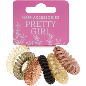 Pretty Girl Nature Coloured Spiral Hair Tie 6 Pack