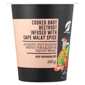 Cooked Baby Beetroot Infused With Cape Malay Spice Tub 400g Cooked Baby Beetroot Infused With Cape Malay Spice Tub 400g