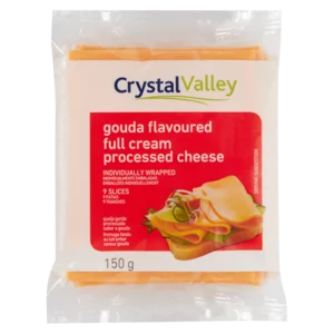 Crystal Valley Gouda Flavoured Full Cream Processed Cheese Slices 150g Crystal Valley Gouda Flavoured Full Cream Processed Cheese Slices 150g