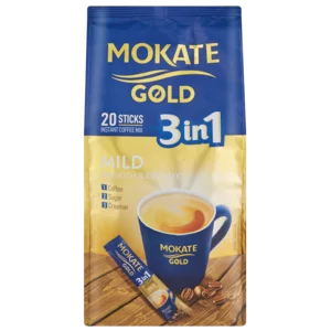 Mokate Gold 3-In-1 Mild Instant Coffee Sticks 20 Pack Mokate Gold 3-In-1 Mild Instant Coffee Sticks 20 Pack