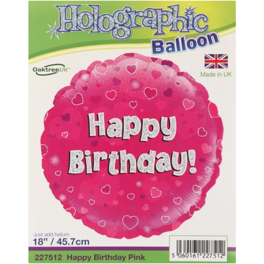Oaktree Pink Happy Birthday Foil Balloon 45.7cm