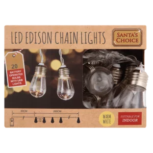 Santa's Choice LED Edison Chain Lights 20 Pack