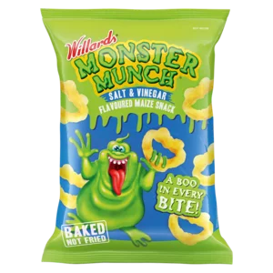 Willard's Monster Munch Salt & Vinegar Flavoured Maize Snack 100g Willard's Monster Munch Salt & Vinegar Flavoured Maize Snack 100g