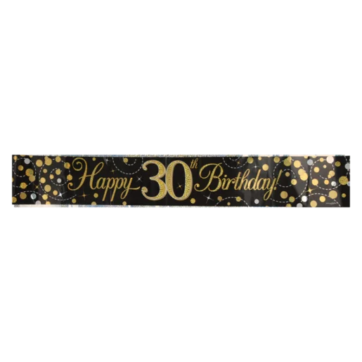 Oaktree UK Gold Sparkling Fizz Happy 30th Birthday Banner 2.7m Oaktree UK Gold Sparkling Fizz Happy 30th Birthday Banner 2.7m