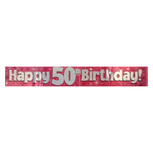 Oaktree UK Pink & Silver Sparkling Fizz Happy 50th Birthday Banner 2.7m