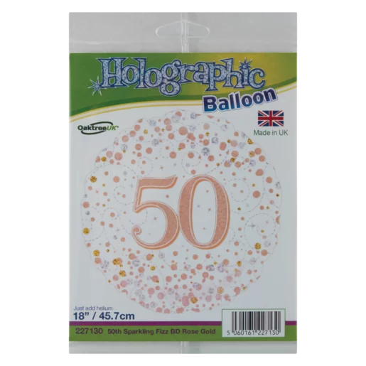 Oaktree Rose Gold 50th Happy Birthday Foil Balloon 45.7cm Oaktree Rose Gold 50th Happy Birthday Foil Balloon 45.7cm
