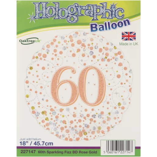 Oaktree Rose Gold 60th Happy Birthday Foil Balloon 45.7cm