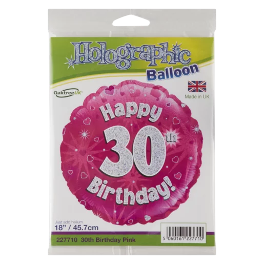 Oaktree Pink 30th Happy Birthday Foil Balloon 45.7cm Oaktree Pink 30th Happy Birthday Foil Balloon 45.7cm