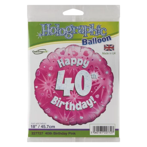Oaktree Pink 40th Happy Birthday Foil Balloon 45.7cm