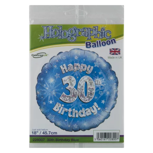 Oaktree Blue 30th Happy Birthday Foil Balloon 45.7cm Oaktree Blue 30th Happy Birthday Foil Balloon 45.7cm