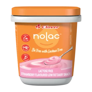 Clover Nolac Strawberry Flavoured Lactose Free Low Fat Dairy Snack 750g Clover Nolac Strawberry Flavoured Lactose Free Low Fat Dairy Snack 750g