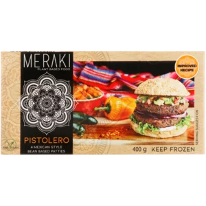 Meraki Plant Based Frozen Pistolero Patties 4 Pack 400g Meraki Plant Based Frozen Pistolero Patties 4 Pack 400g