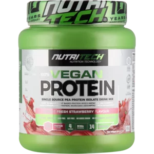 Nutritech Vegan Protein Flavoured Strawberry Drink Mix 454g Nutritech Vegan Protein Flavoured Strawberry Drink Mix 454g