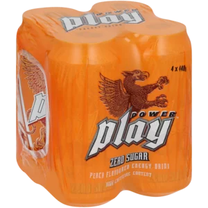 Power Play Peach Flavoured Zero Sugar Energy Drink 4x440ml