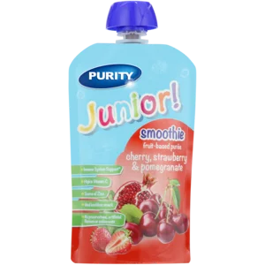 Purity Junior Cherry, Strawberry & Pomegranate Fruit-Based Puree Smoothie Pouch 110ml
