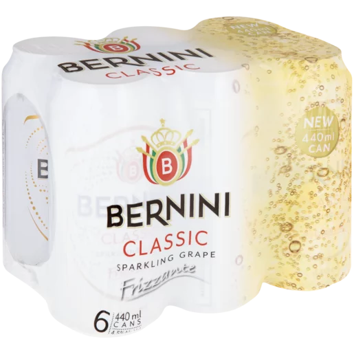 Bernini Classic Sparkling Grape Frizzante Cans 6x440ml Bernini Classic Sparkling Grape Frizzante Cans 6x440ml