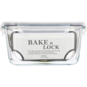 Bake N Lock Grey Rectangular Glass Dish & Lid 900ml Bake N Lock Grey Rectangular Glass Dish & Lid 900ml