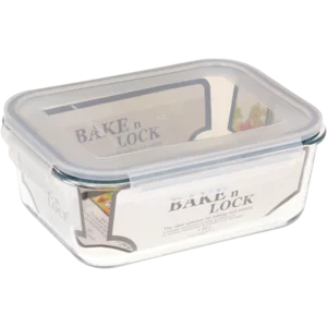 Bake N Lock Grey Rectangular Glass Dish & Lid 1.8L