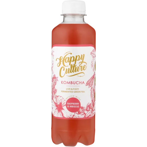Happy Culture Kombucha Raspberry & Hibiscus Flavoured 340ml Happy Culture Kombucha Raspberry & Hibiscus Flavoured 340ml