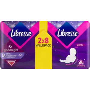 Libresse Maxi Sanitary Pads With Wings Goodnight Value Pack 2x8 Libresse Maxi Sanitary Pads With Wings Goodnight Value Pack 2x8
