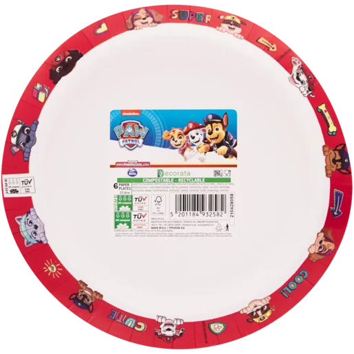 Decorata Paw Patrol Party Paper Plates 6 Pack