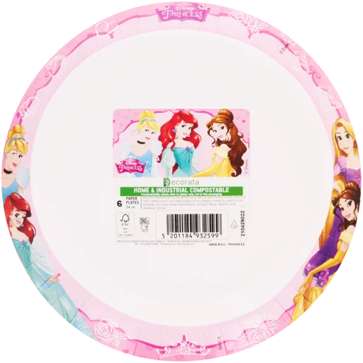 Decorata Disney Princess Party Paper Plates 6 Pack