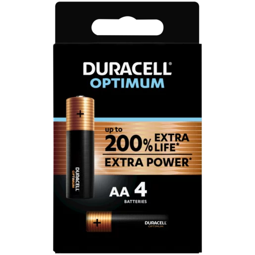 Duracell Optimum AA Alkaline Batteries 4 Pack