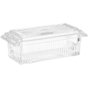 Embossed Stripe Glass Butter Dish Embossed Stripe Glass Butter Dish
