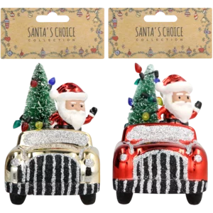 Santa's Choice Santa In A Car Christmas Tree Decor Assorted Santa's Choice Santa In A Car Christmas Tree Decor Assorted