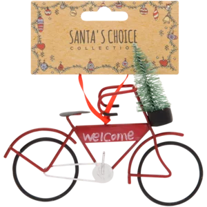 Santa's Choice Red Welcome Bicycle Ornament Santa's Choice Red Welcome Bicycle Ornament