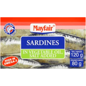Mayfair Sardines In Vegetable Oil With Salt 120g Mayfair Sardines In Vegetable Oil With Salt 120g