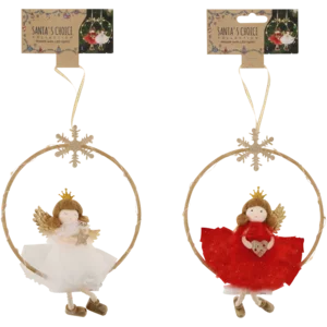 Santa's Choice Assorted Christmas Wreath With Angel & Battery Operated Lights 22cm Santa's Choice Assorted Christmas Wreath With Angel & Battery Operated Lights 22cm