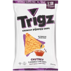 Trigz Crunchy Popped Chips Chutney Flavoured Corn Chips 85g Trigz Crunchy Popped Chips Chutney Flavoured Corn Chips 85g