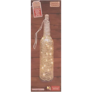 Santa's Choice Glass Bottle With Battery Operated 15 LED Light 31cm Santa's Choice Glass Bottle With Battery Operated 15 LED Light 31cm