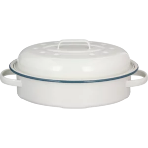 Ripple Enamel Oval Roaster White 30cm Ripple Enamel Oval Roaster White 30cm