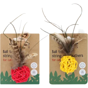 Pet Shop String & Feather Cat Ball Toy