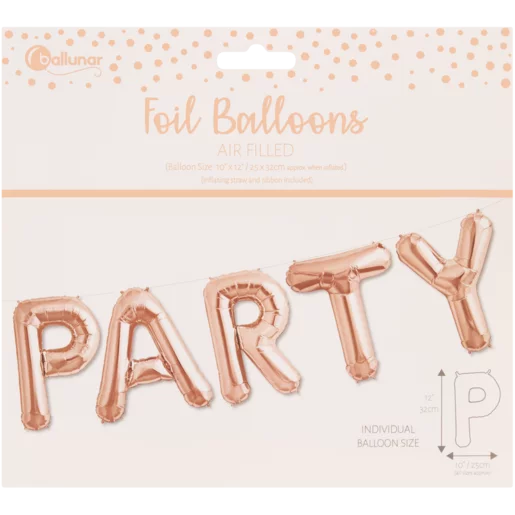 Ballunar Rose Gold Foil Party Letters Balloons