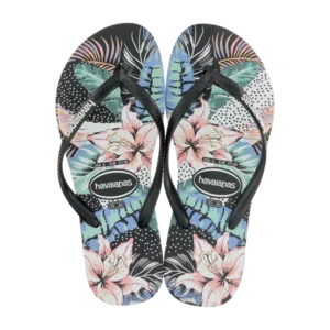 Havaianas Ladies Slim Sandals Floral Black Size 39/40 Havaianas Ladies Slim Sandals Floral Black Size 39/40