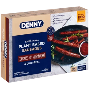 Denny Smokey BBQ Flavoured Plant Based Sausages 340g Denny Smokey BBQ Flavoured Plant Based Sausages 340g