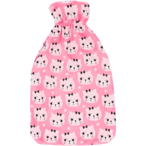 Hot Water Bottle With Pink Fleece Cover 2L